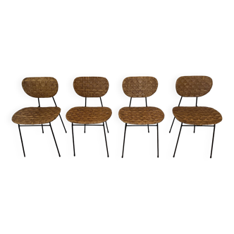 4 chaises Kaï en fer et rotin naturel