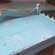 Low turquoise sideboard Indian teak and art deco