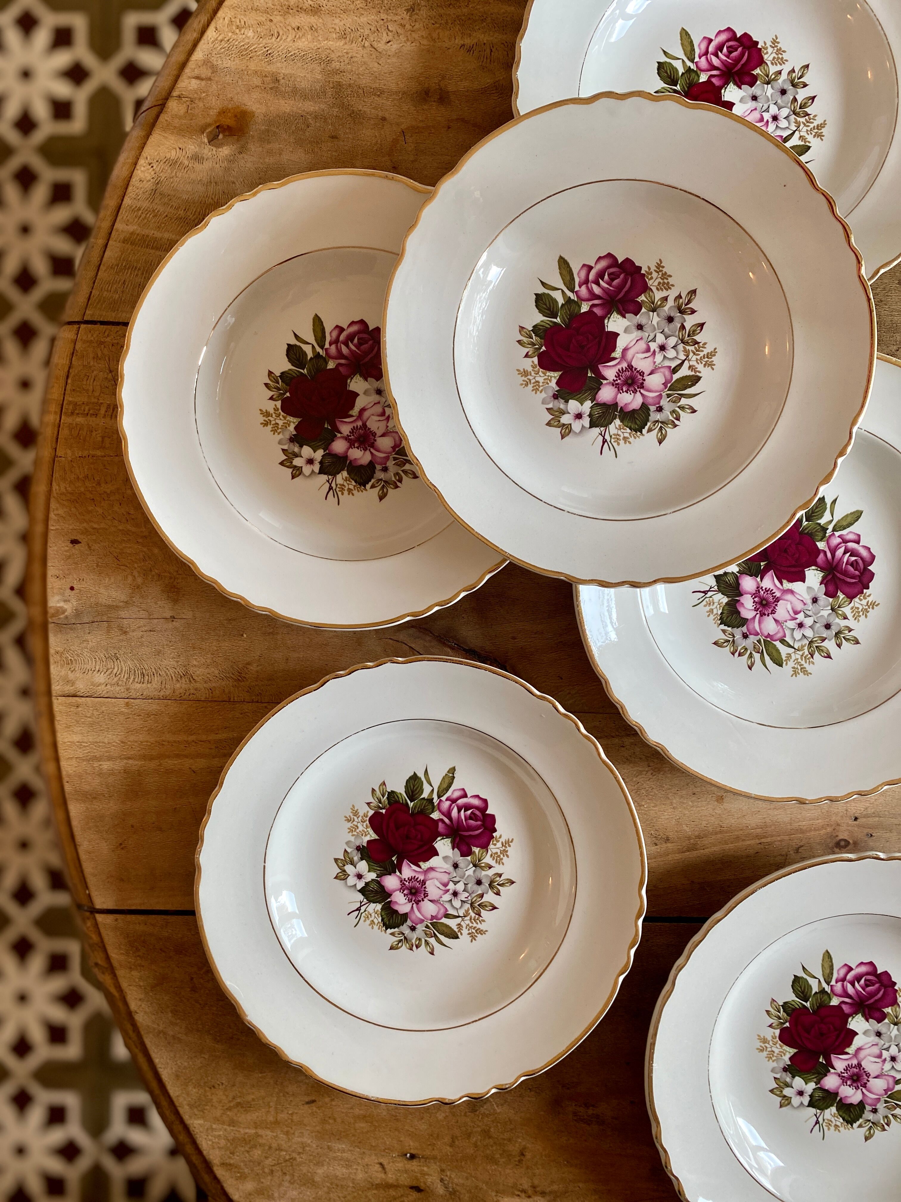 Set of 6 plates hollow vintage Moulin des Loups