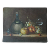 Tableau peinture ancienne huile sur toile nature morte W. Jenkins décoration campagne