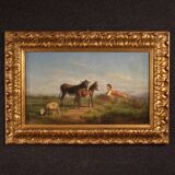 19th century Italian signed bucolic landscape painting