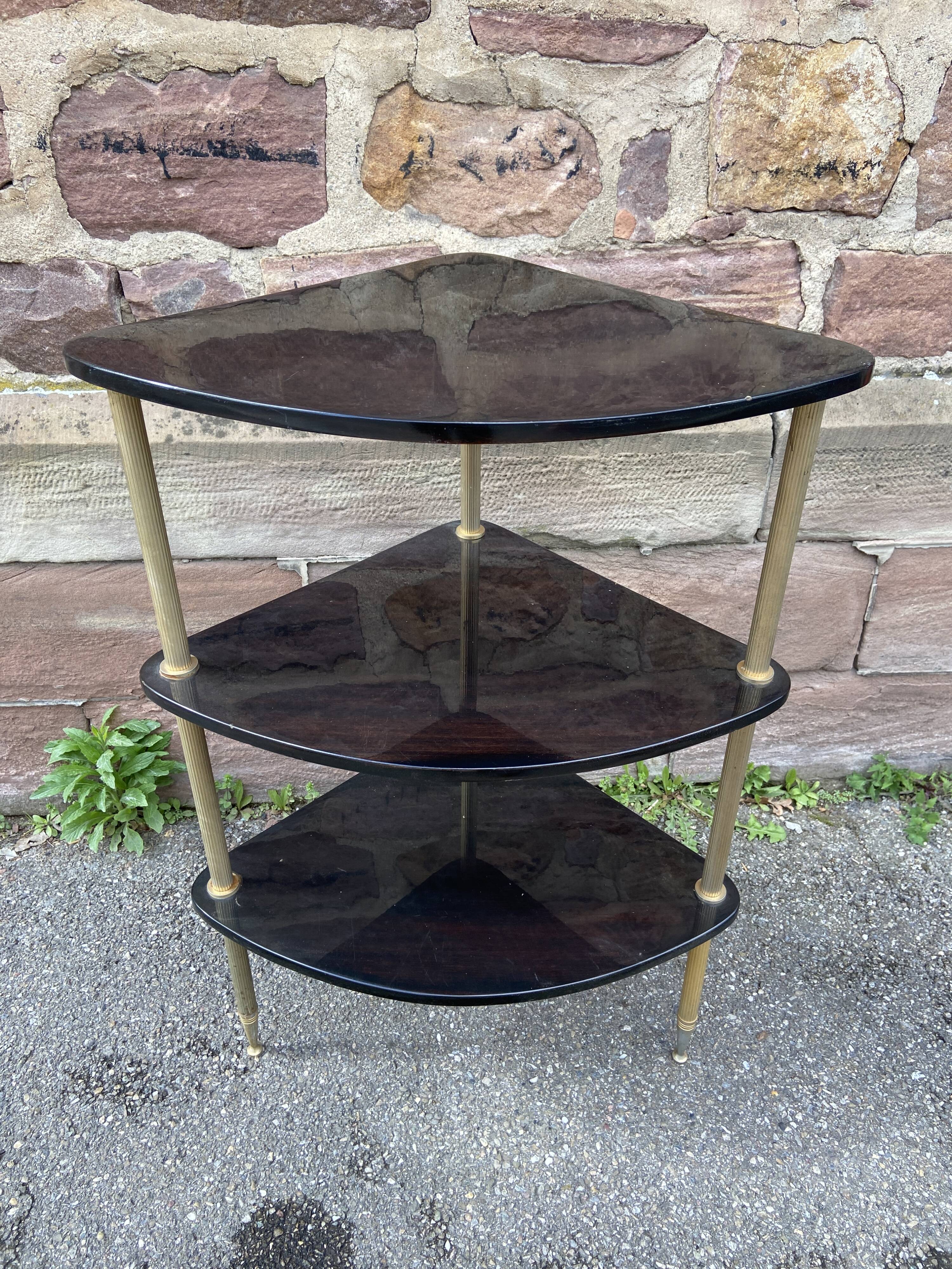 corner shelf in formica & metal 60s vintage French mid century neo classic 60