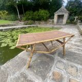 Table basse en rotin vintage vers 1960