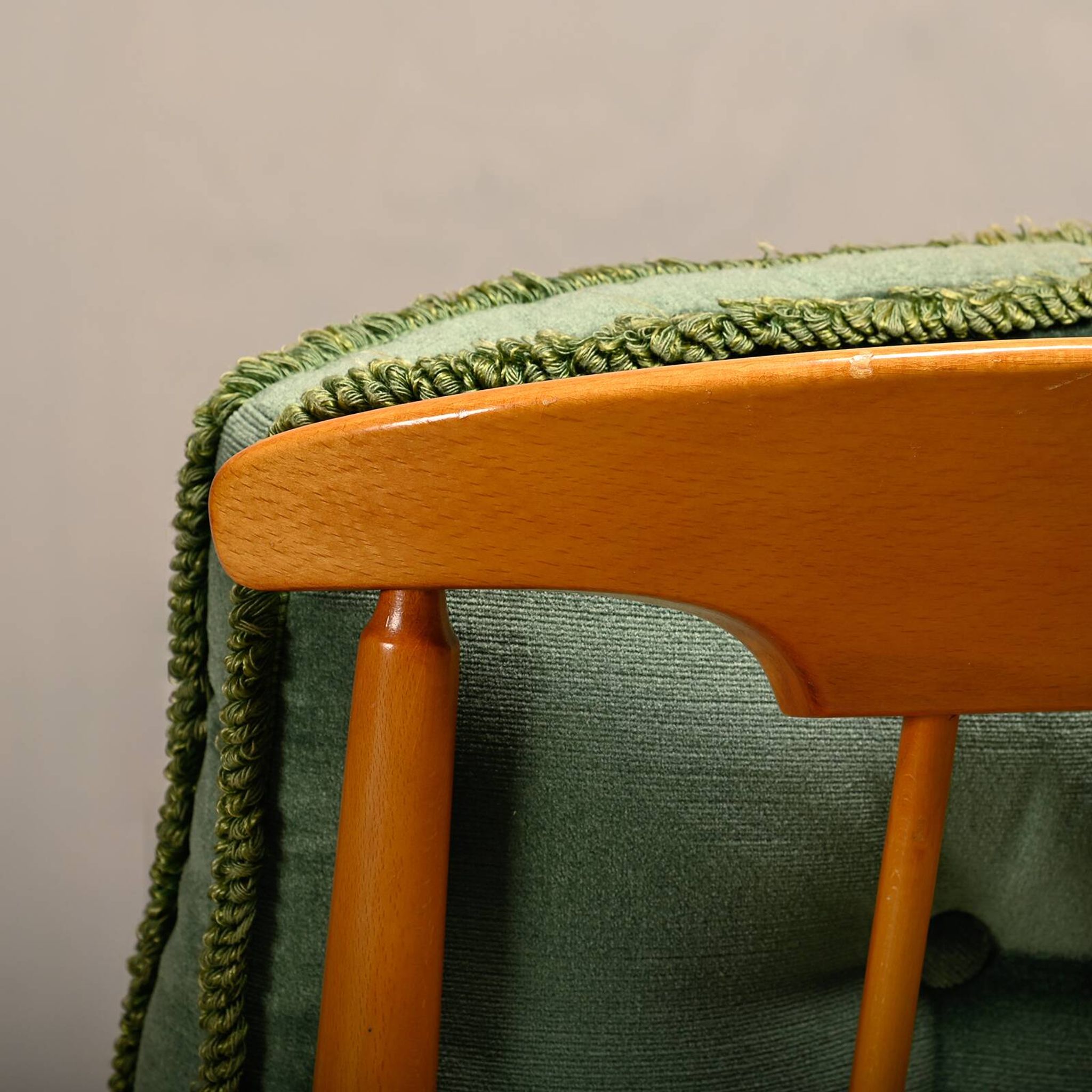 Kerstin Hörlin-Homquist Skrindan Armchairs in Beech and Green Velvet, Swede