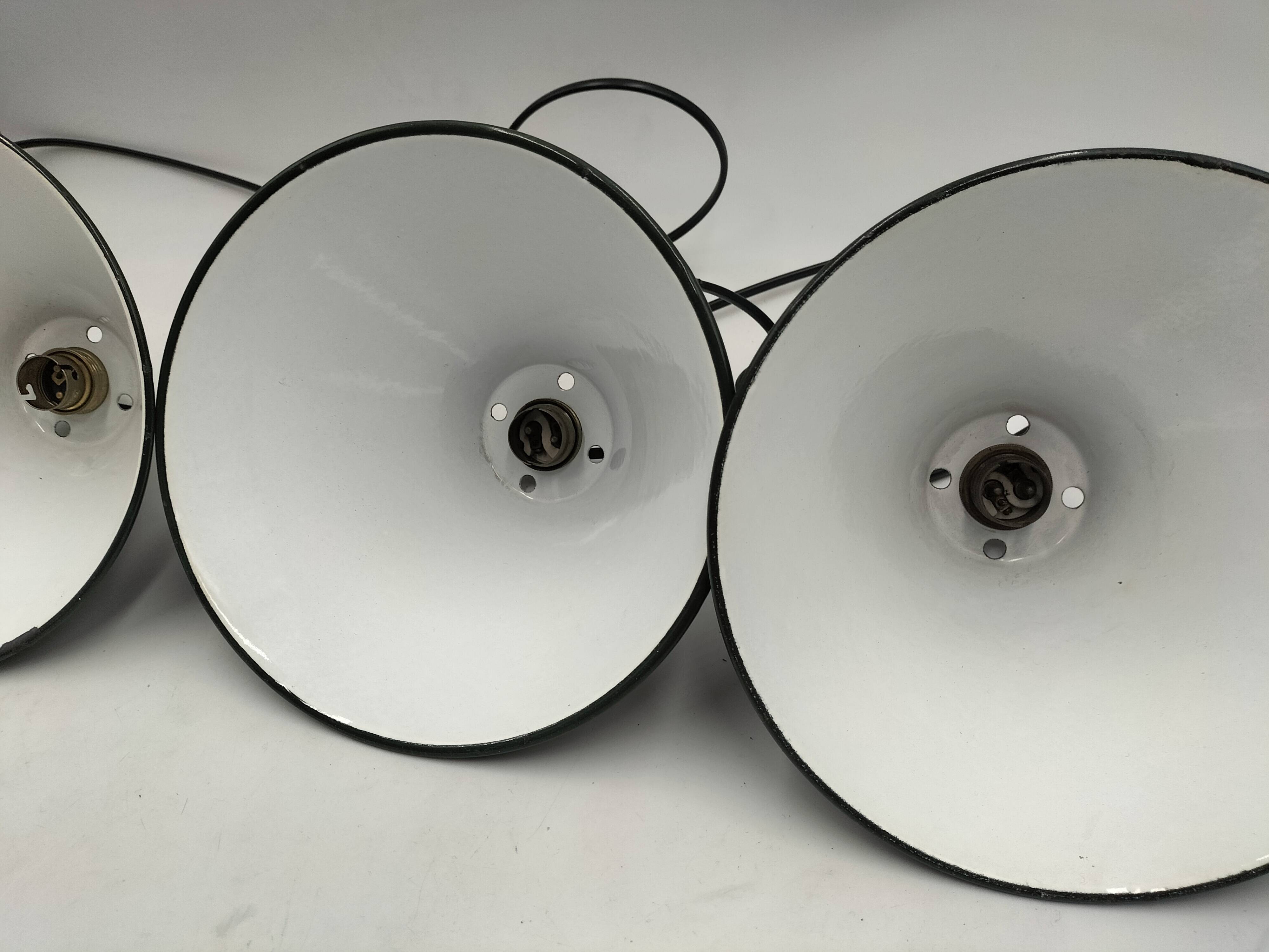 Enameled sheet metal pendant lights