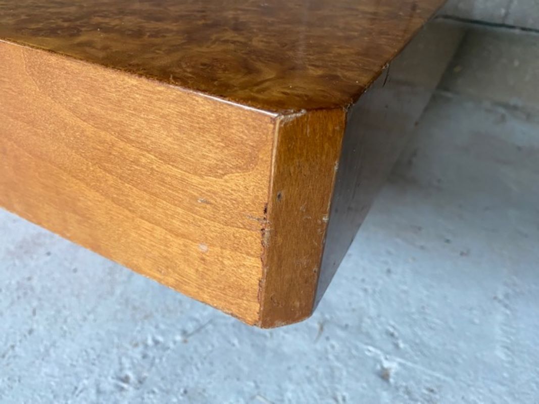 Coffee table elm magnifying glass Roche Bobois vintage 70s