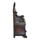 Banc Monks Antique Sculpté Lion Griffon 1860 avec Rangement