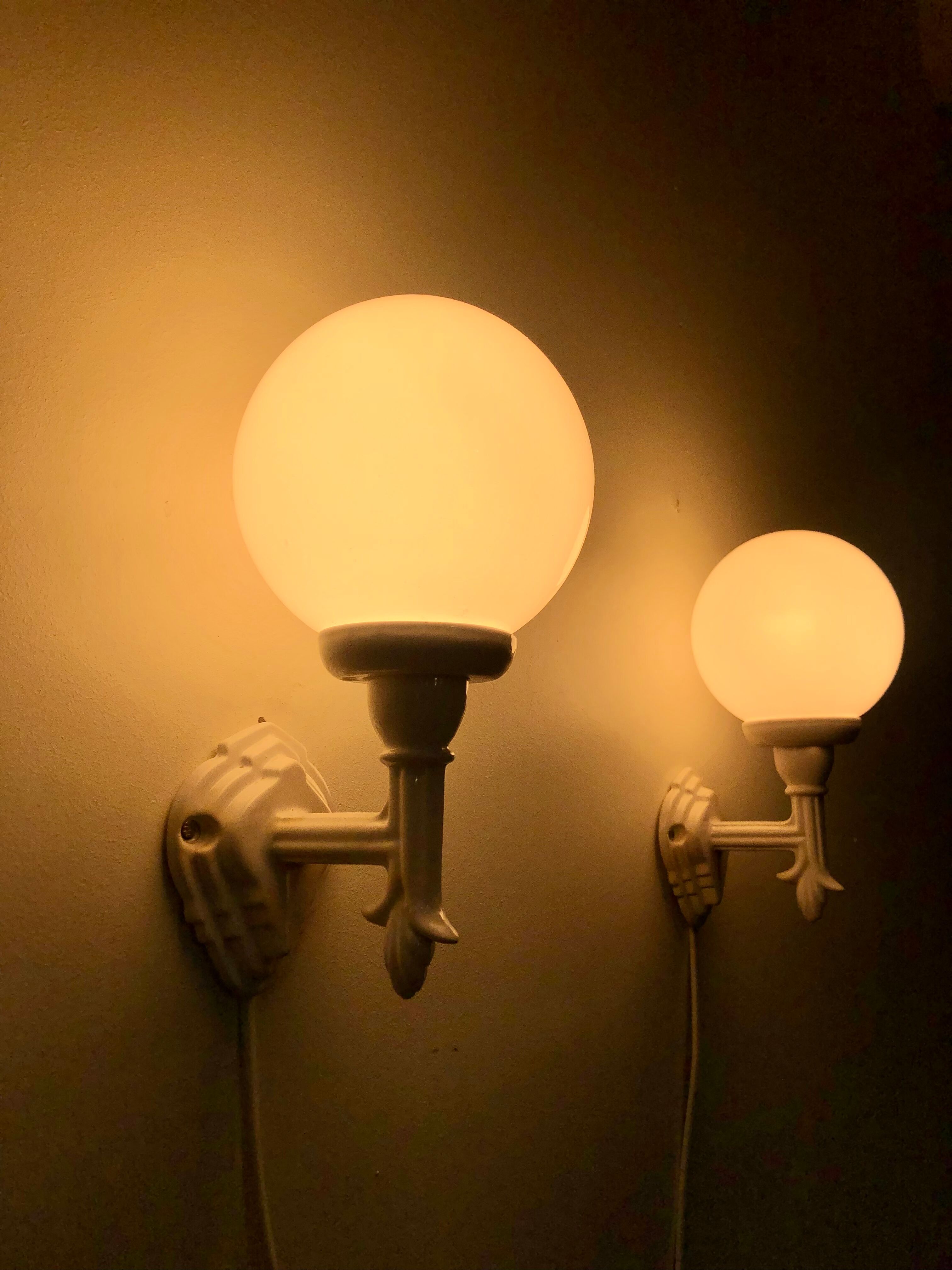 Pair of Art Deco porcelain wall lamps