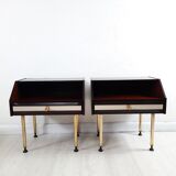 Commode / commode et tables de chevet - années 1960 - laiton faux cuir