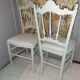 Lot of 2 empire style opera chairs redone in 19th century striped fabric, beige color