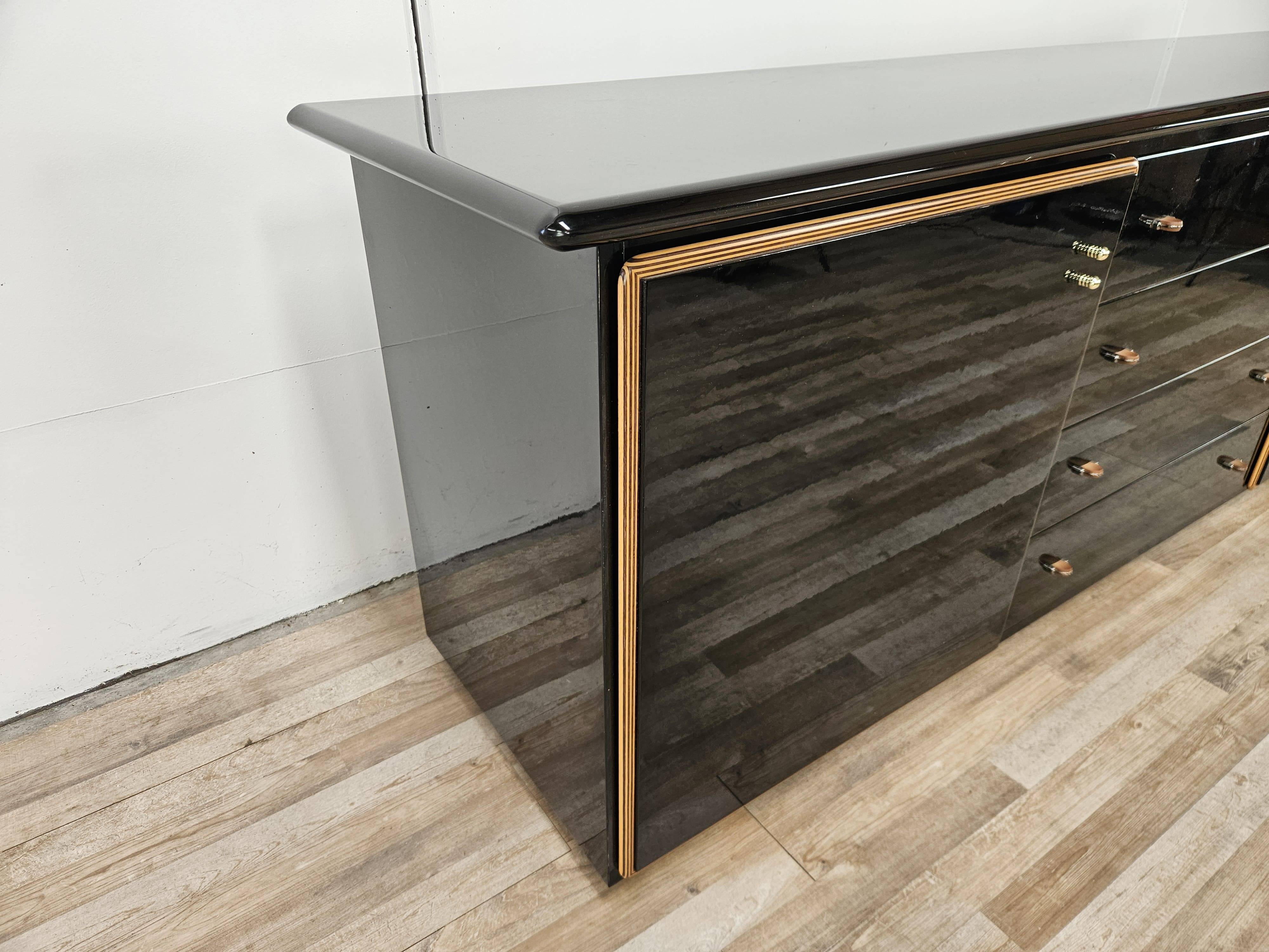1970s Pierre Cardin sideboard in black lacquered wood