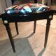 Pair of Hepplewhite neoclassical style chairs, relooked in black lacquer and faux leather.