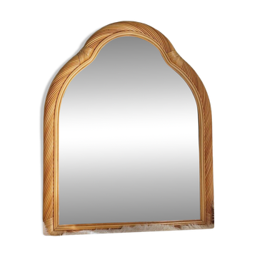 Vintage Twister mirror in spiral rattan with bevelled glass by Alberich, Spain, 1970s.
