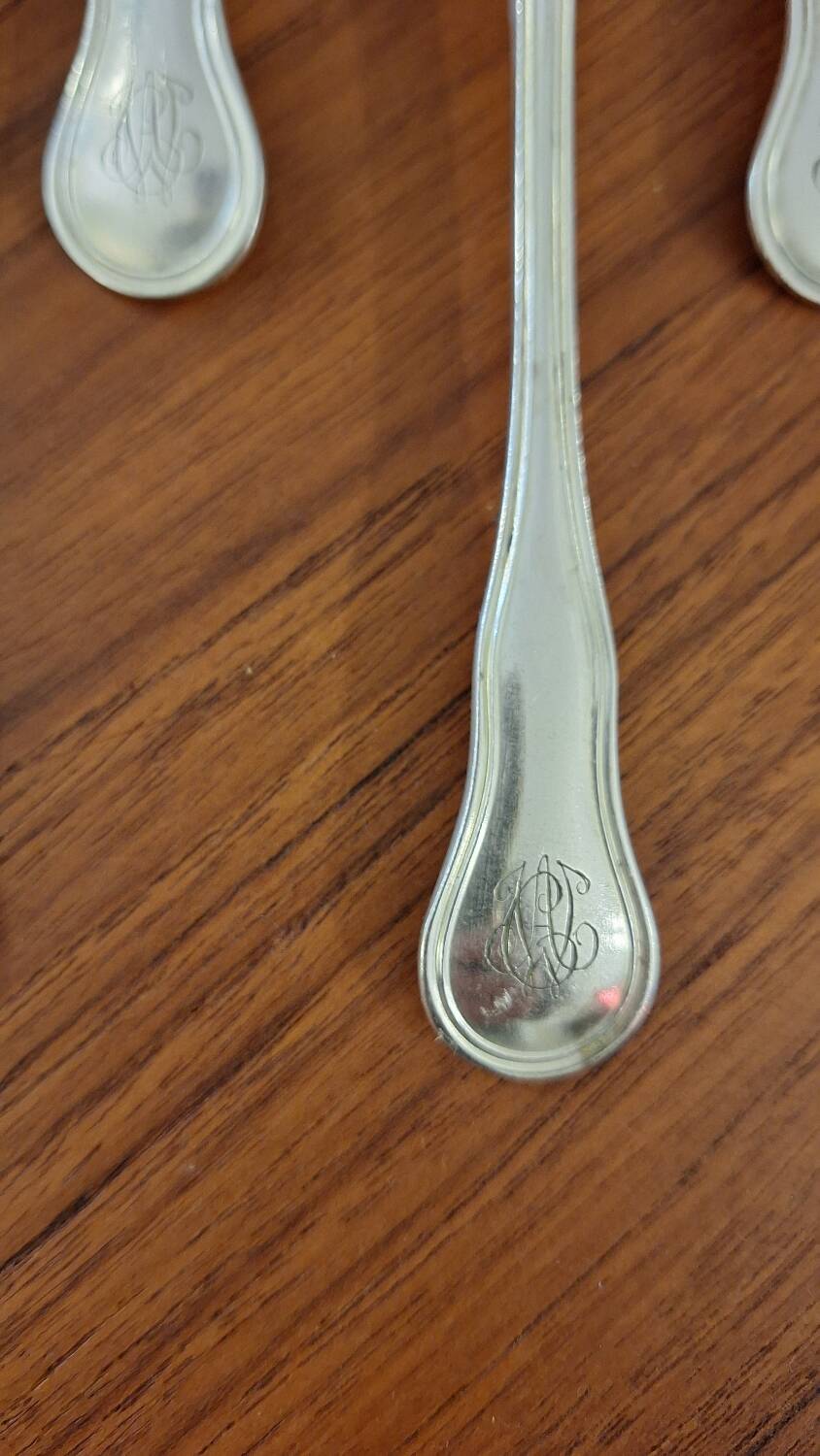 Set of Boulenger silver metal fish forks