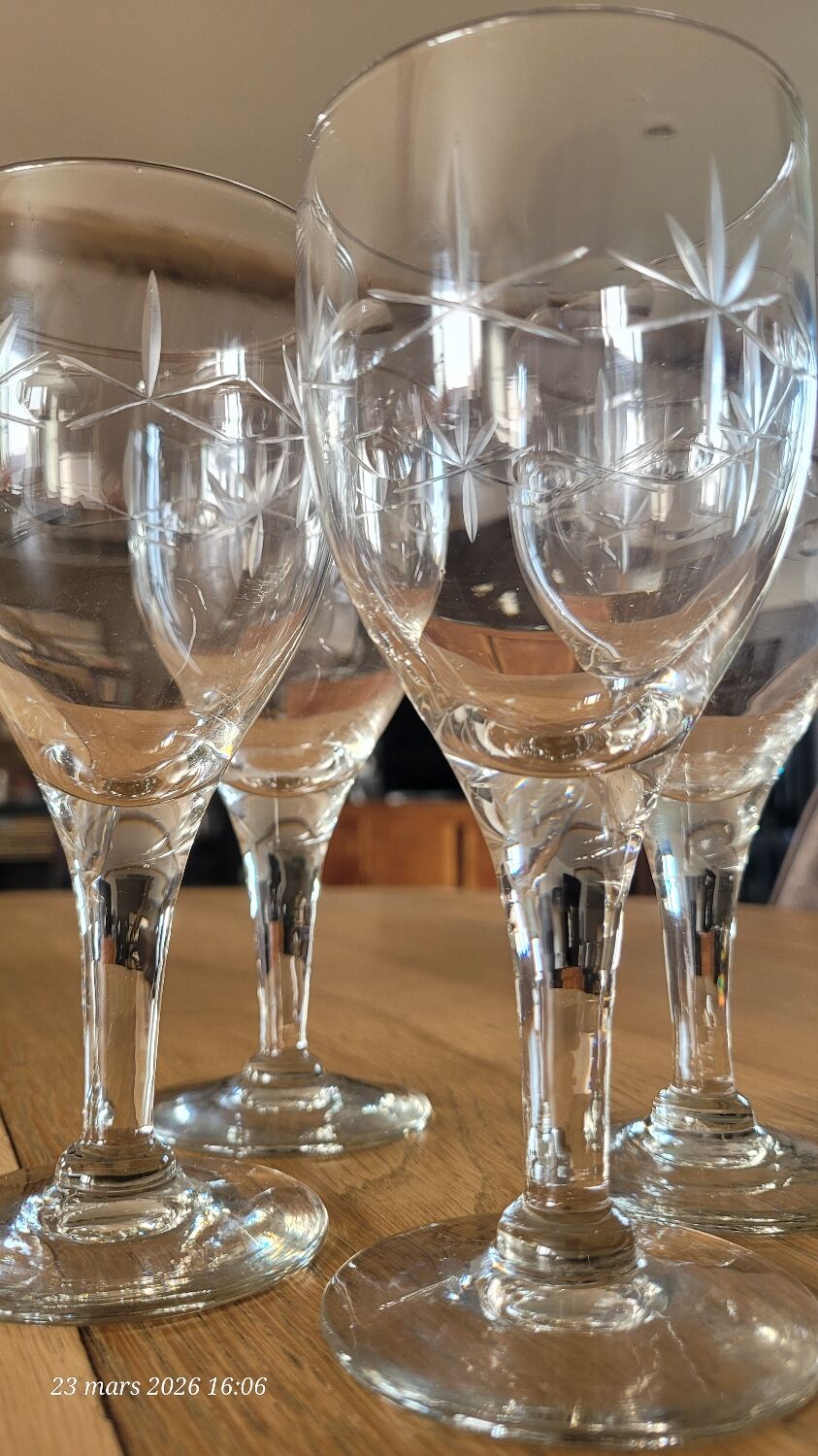 4 antique stemmed glasses