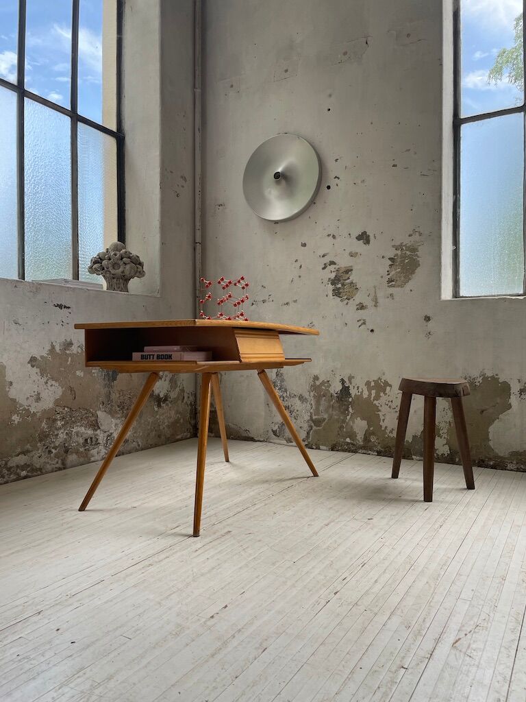 Vintage oak compass desk