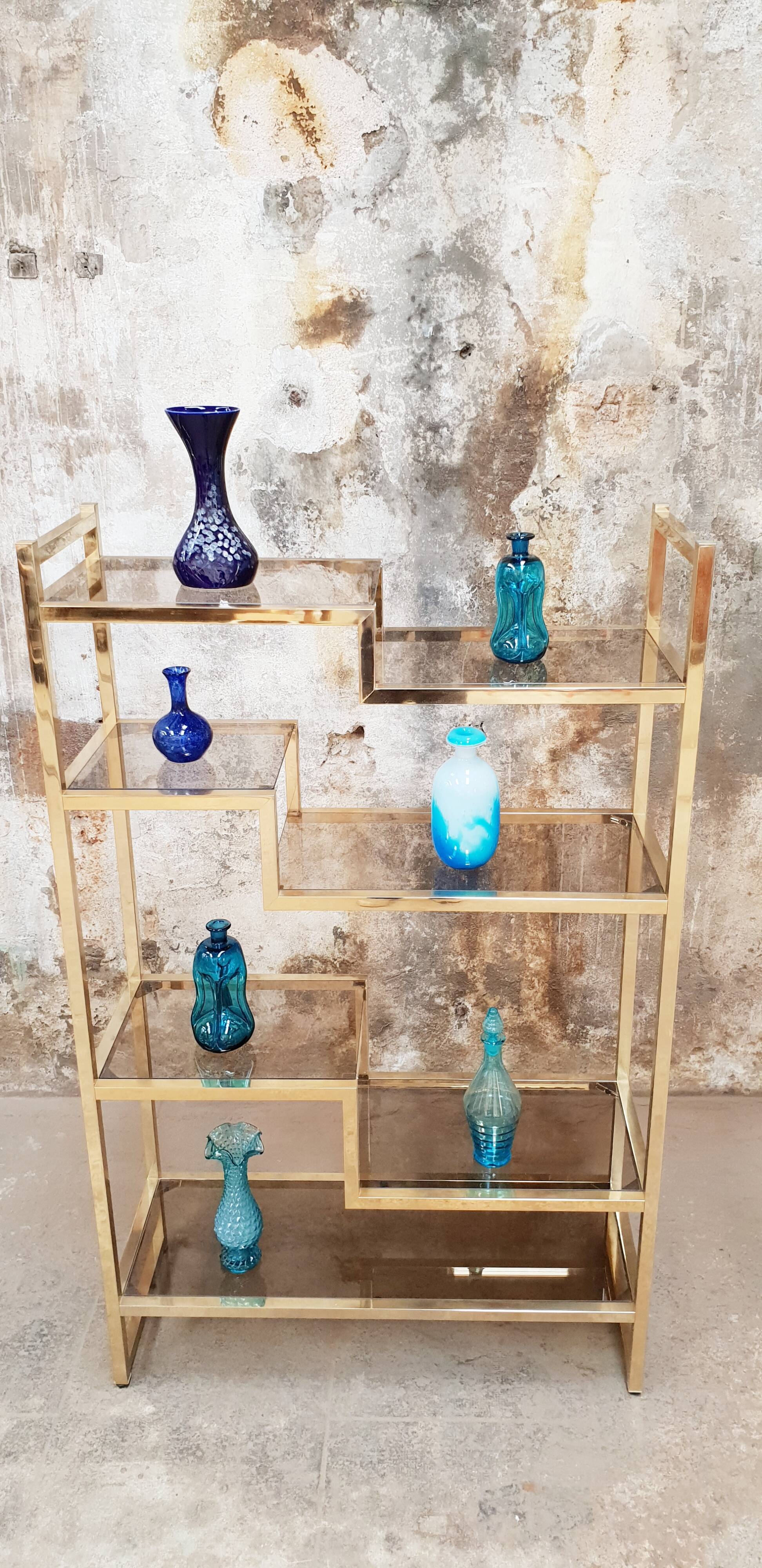 Vintage glazed brass shelf
