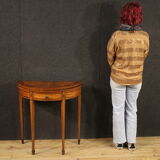 Inlaid half-moon side table in Louis XVI style