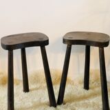 Pair of brutalist tripod stools