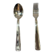Birth cutlery 1 fork and 1 silver metal spoon