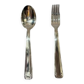 Couverts naissance 1 fourchette et 1 cuillère metal argenté