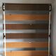 Slatted wall coat rack with mirror, modernist design, 1960s