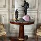 Empire style pedestal table in mahogany, gilt bronze, grey Saint Anne marble top, circa 1800