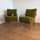 Paire de fauteuils vintage en bois et tissu