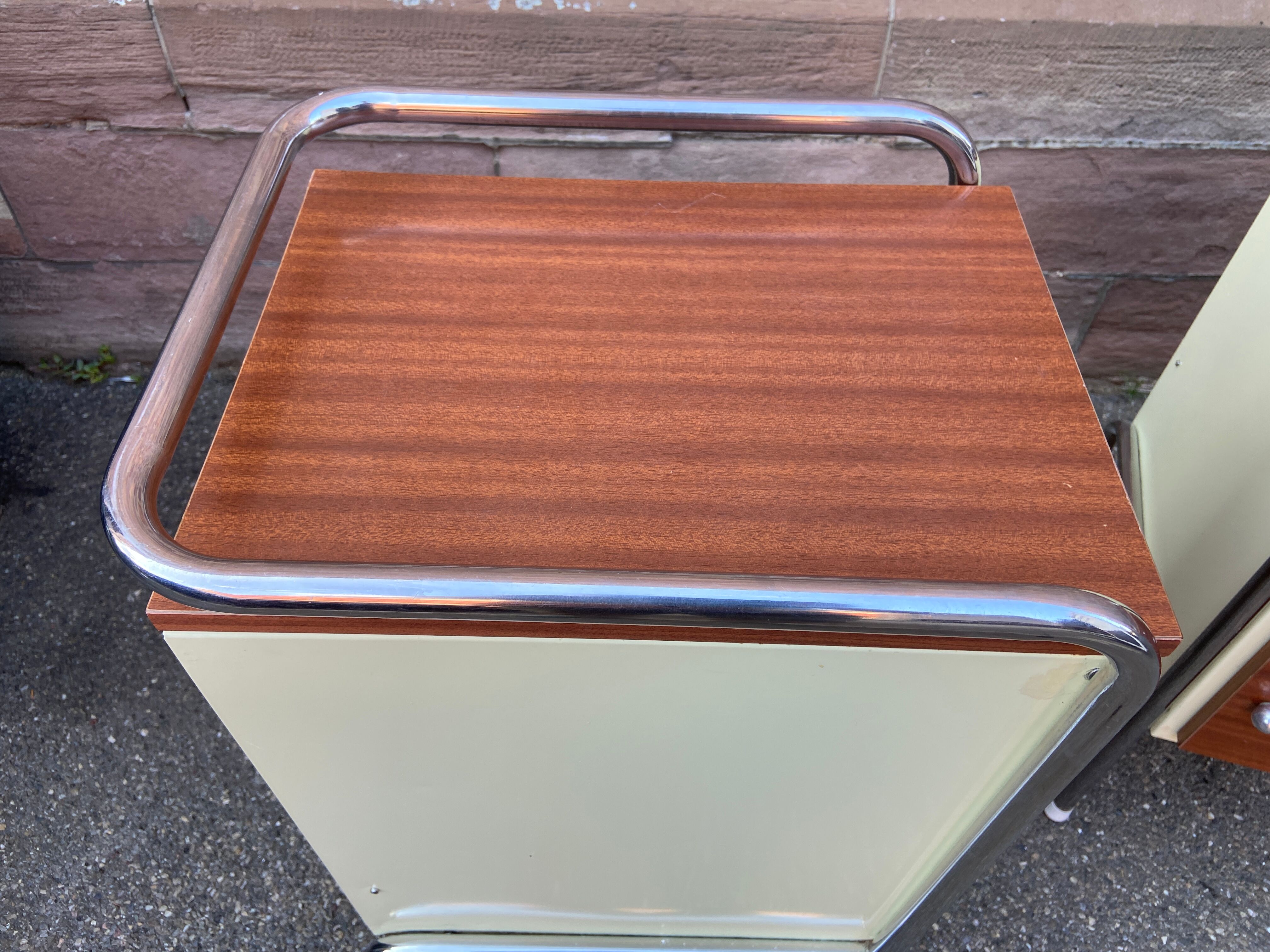 Pair of bedside tables Formica mid-Century vintage 1970 french bedside