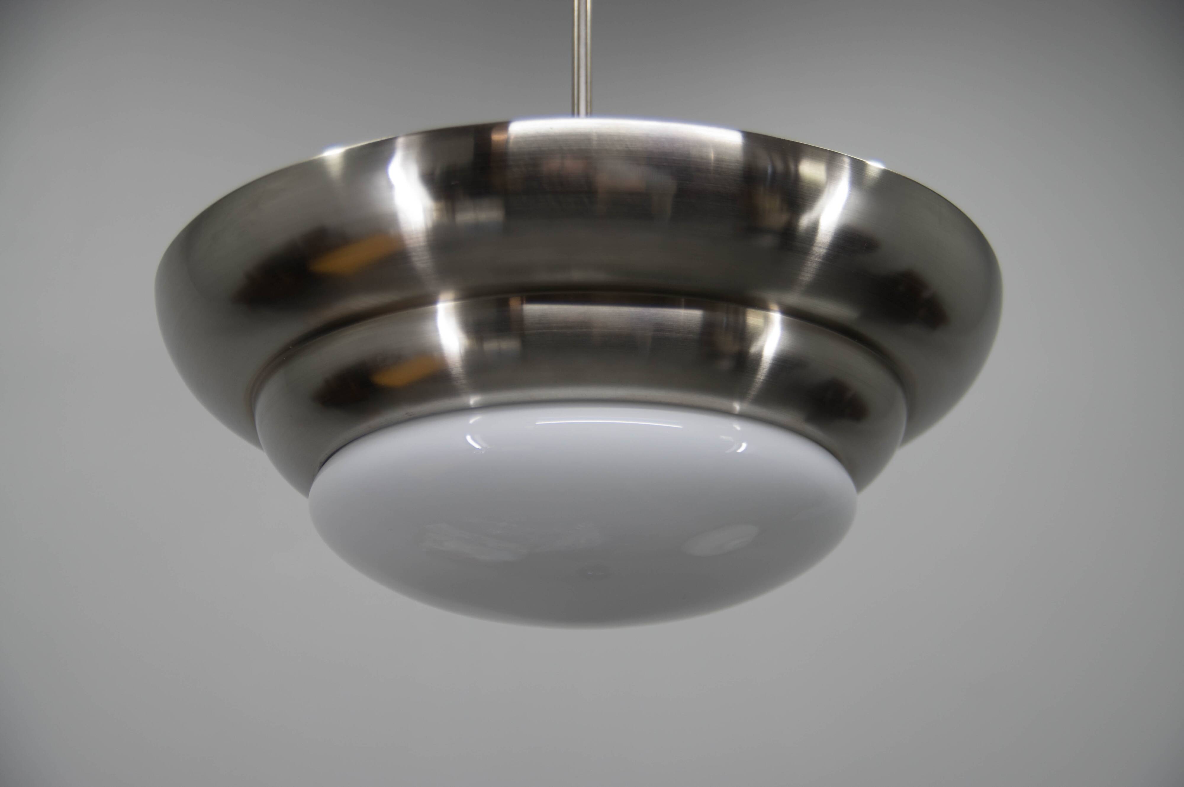 Rare Franta Anýž Nickel Chandelier, 1930s, Restored