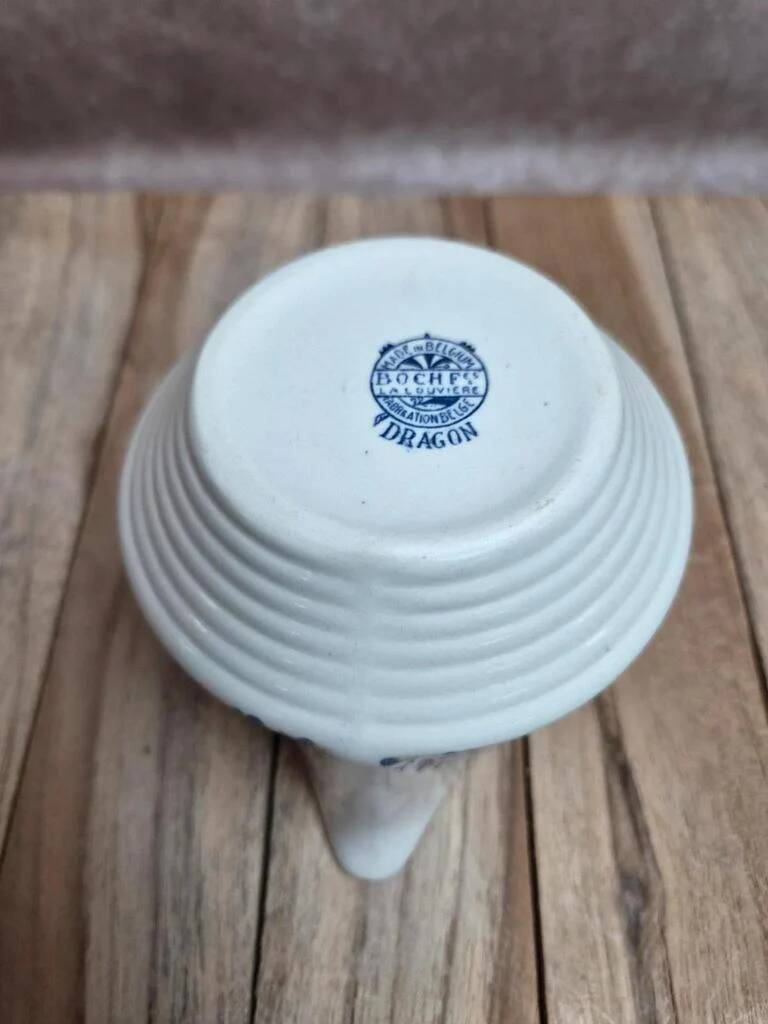 Small milk jug Boch Frères – La Louvière Dragon model – blue decoration – vintage Belgium