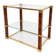 Vintage coffee table in tempered glass, brass, and burl – Hollywood Regency