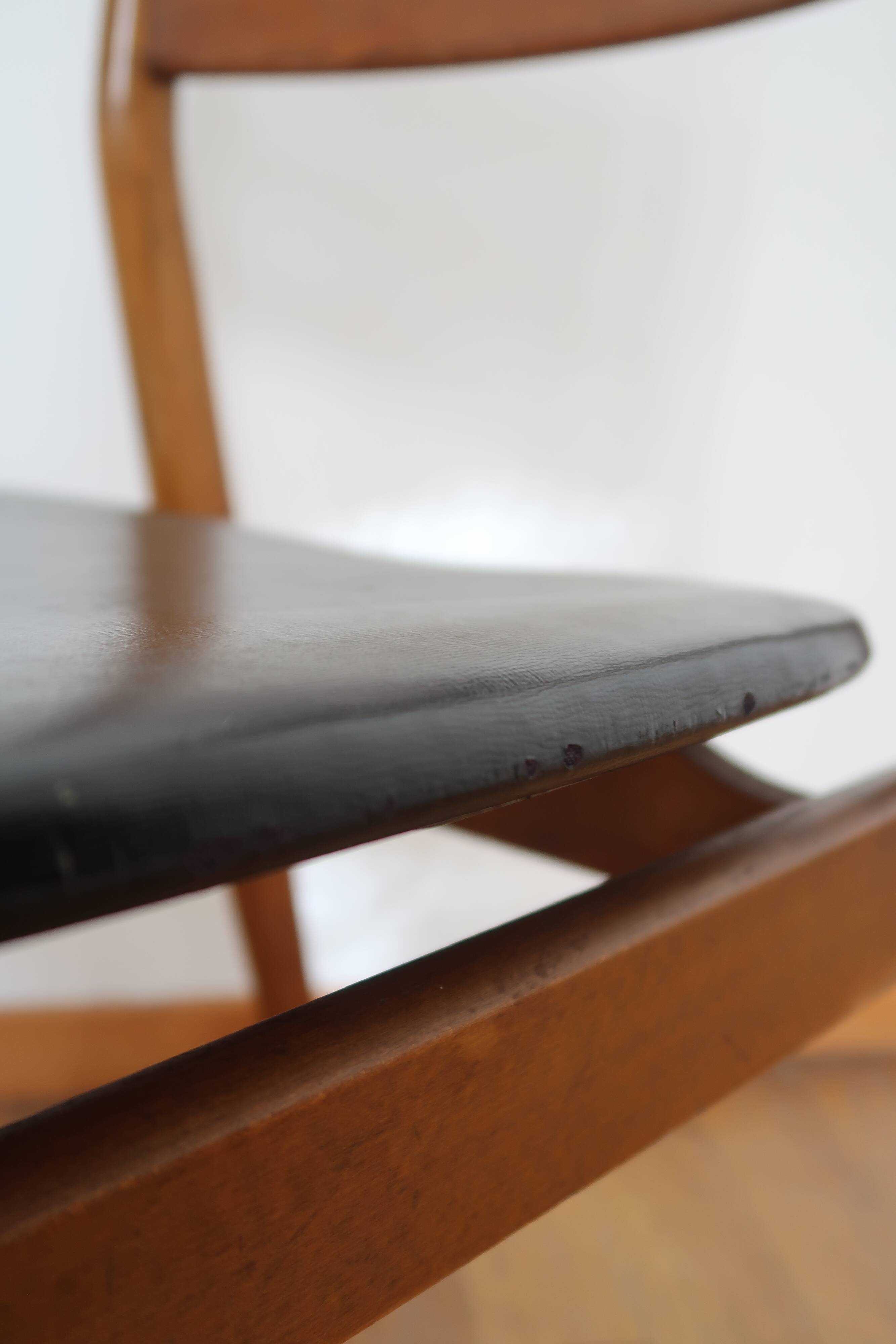 6 Scandinavian beech skai chairs