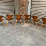 Series of 6 Norman Cherner chairs for Plycraft USA in teak, 1960s