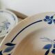 set of 5 Creil et Montereau soup plates, blue flower pattern
