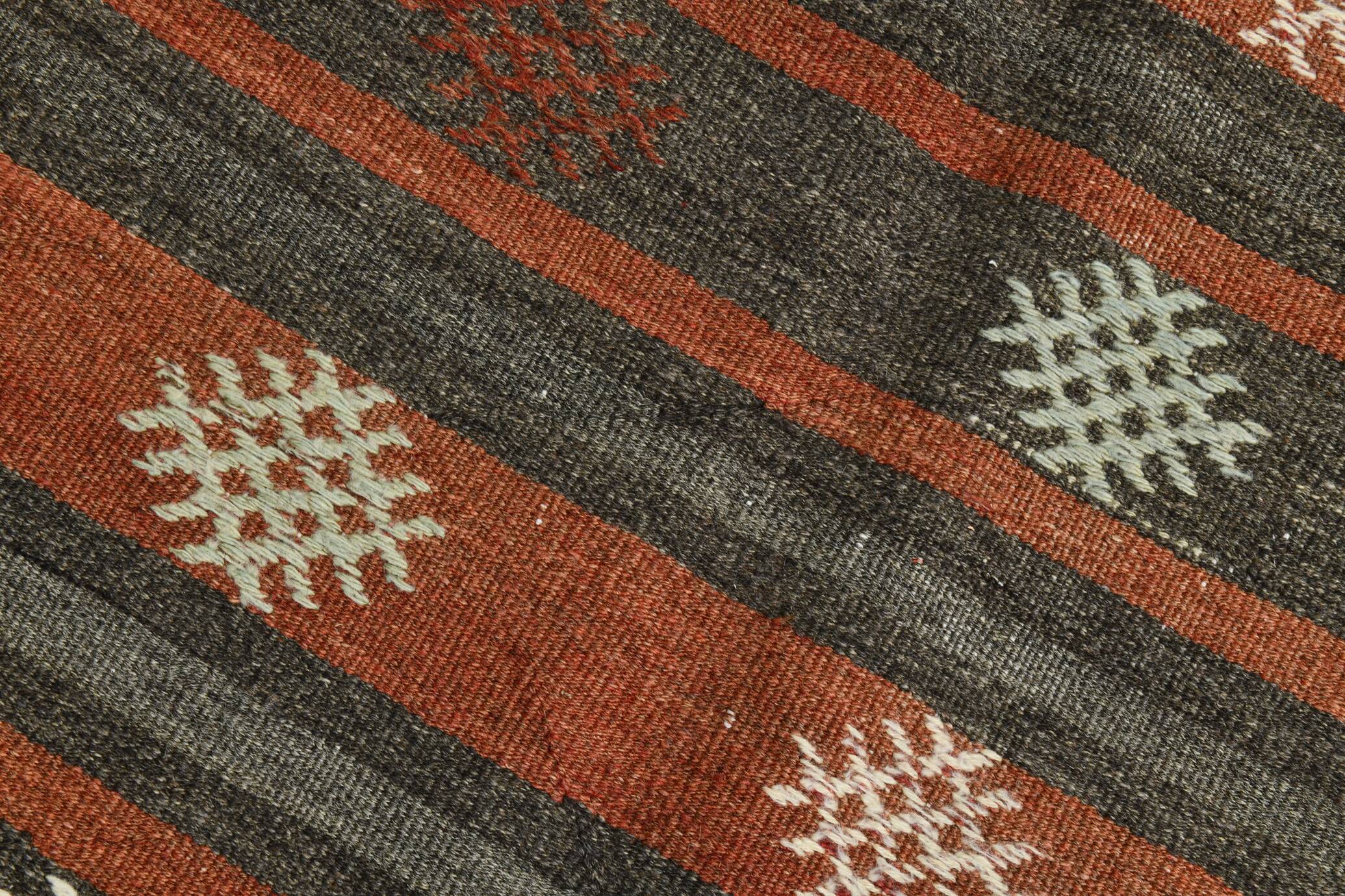 6x9 Green & Red Striped Pattern Kilim Area Rug, 175x266Cm