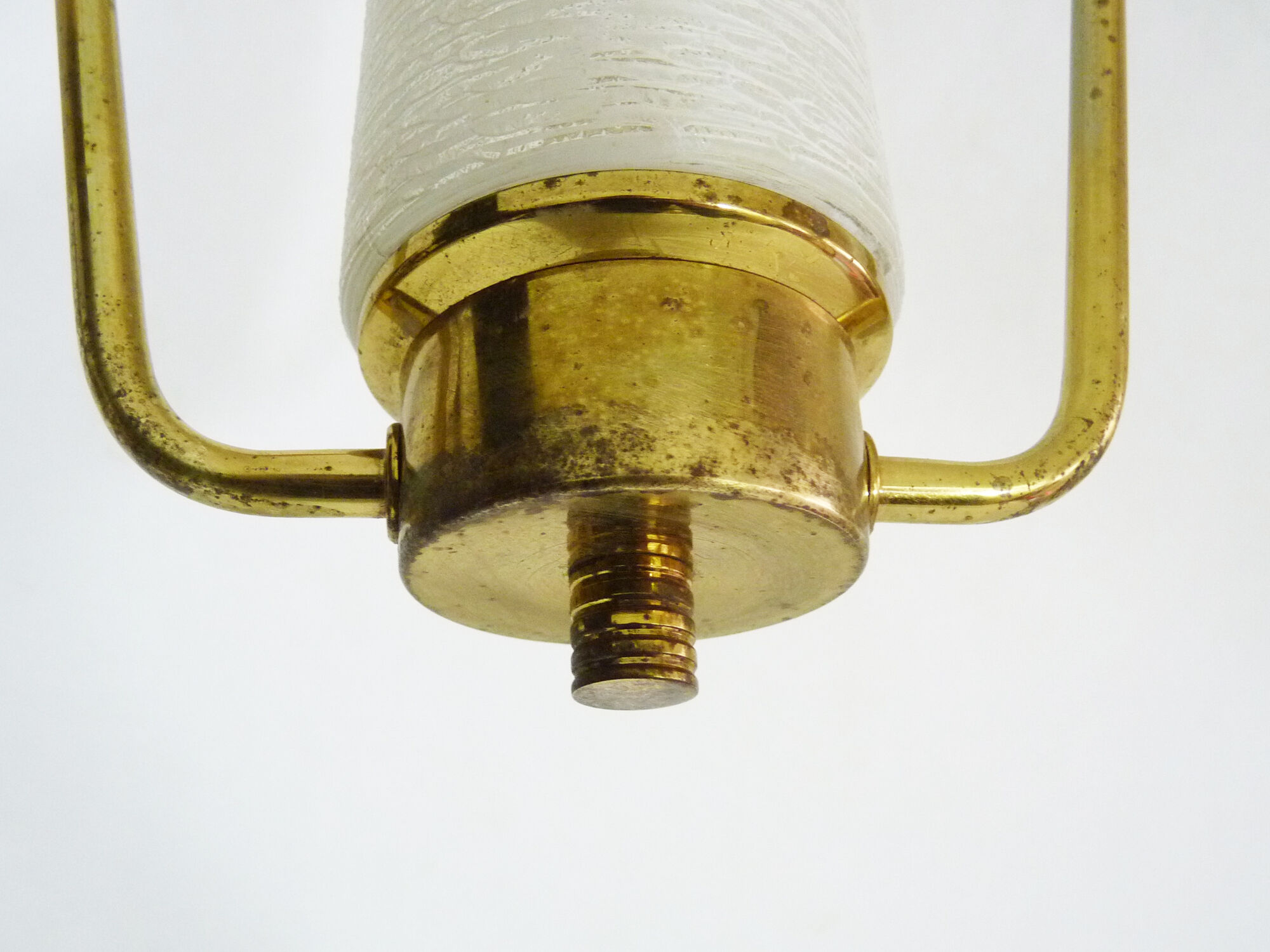 Minimalist vintage hanging in brass and glass tube Year 50