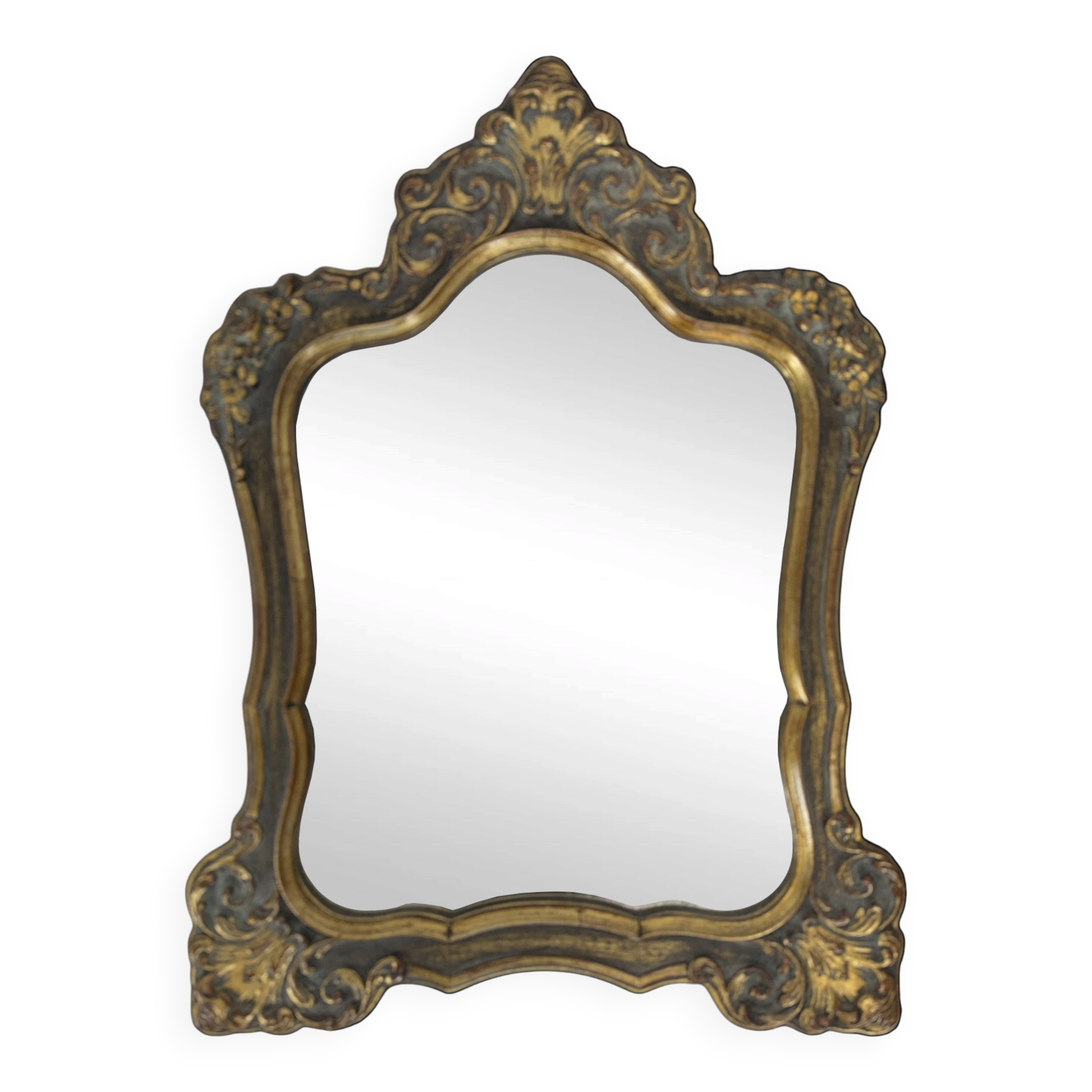 Miroir Louis XV en bois doré à cartouche