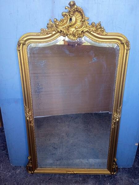 Miroir Louis XV bois doré ep XIX em - 144 cm