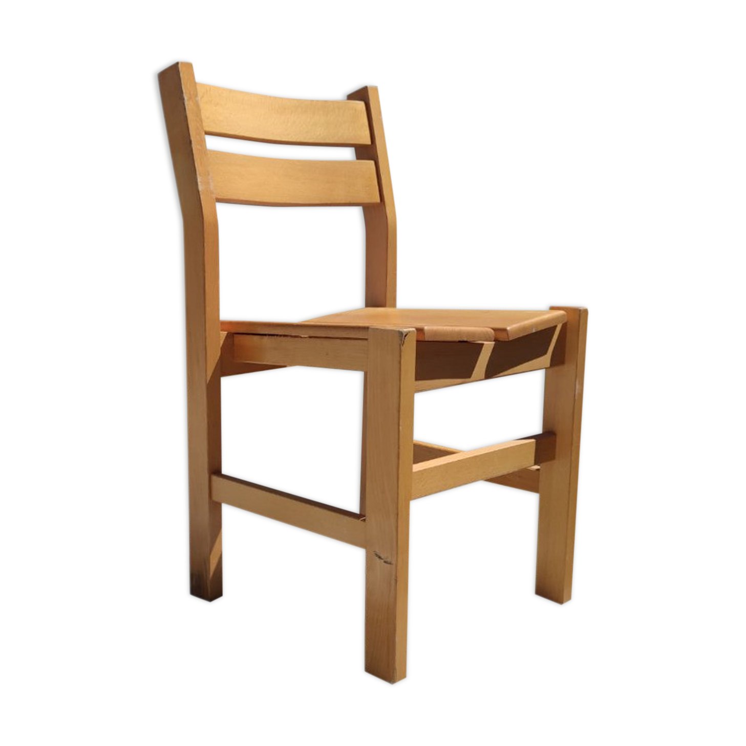 Vintage pine chair, old ski resort furniture