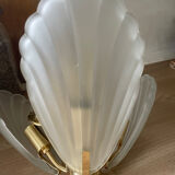 Frosted shell and gilded metal chandelier