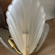 Frosted shell and gilded metal chandelier