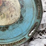 Large oval metal tray in the Napoleon III style, 1960s