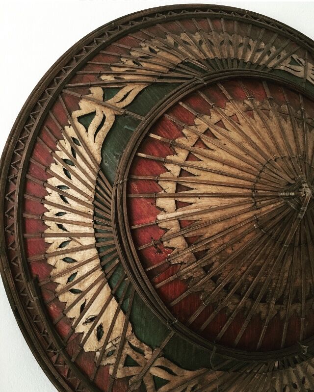 Asian straw and rattan hat