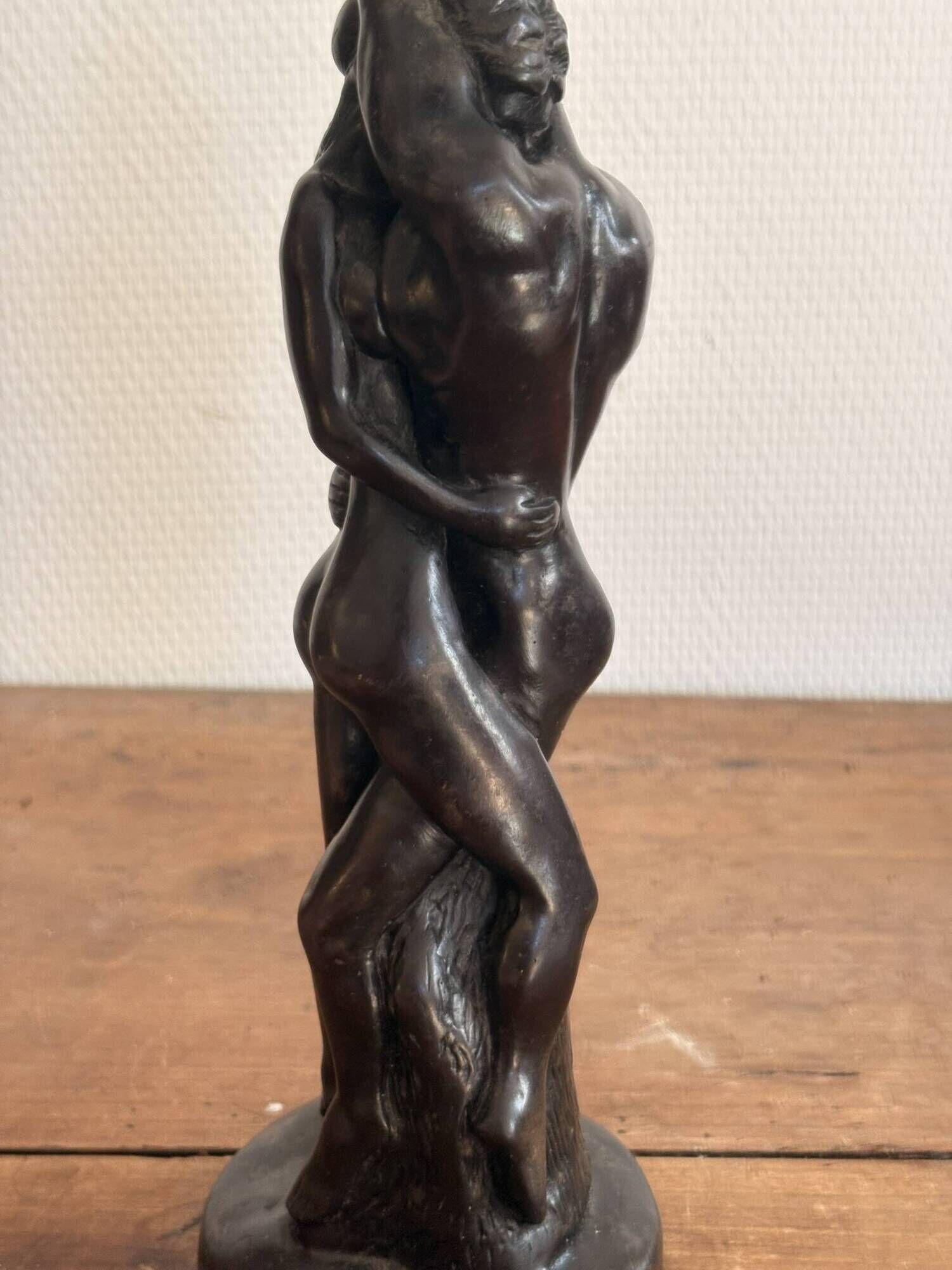 Resin Sculpture Figurine Couple Kissing Art Deco Female Nude Erotic