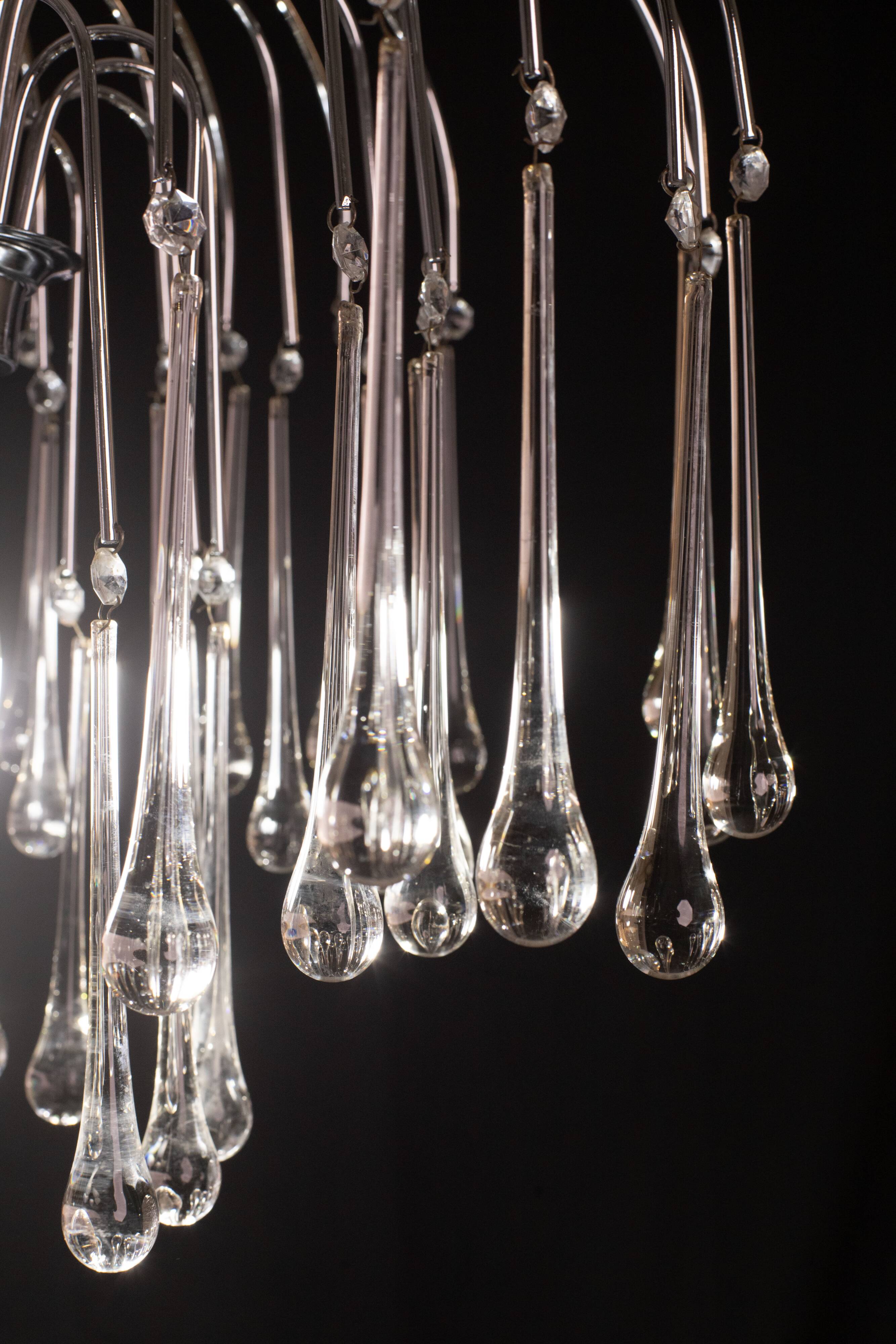 Lady Isabelle Murano Chandelier White Drops, 1980s