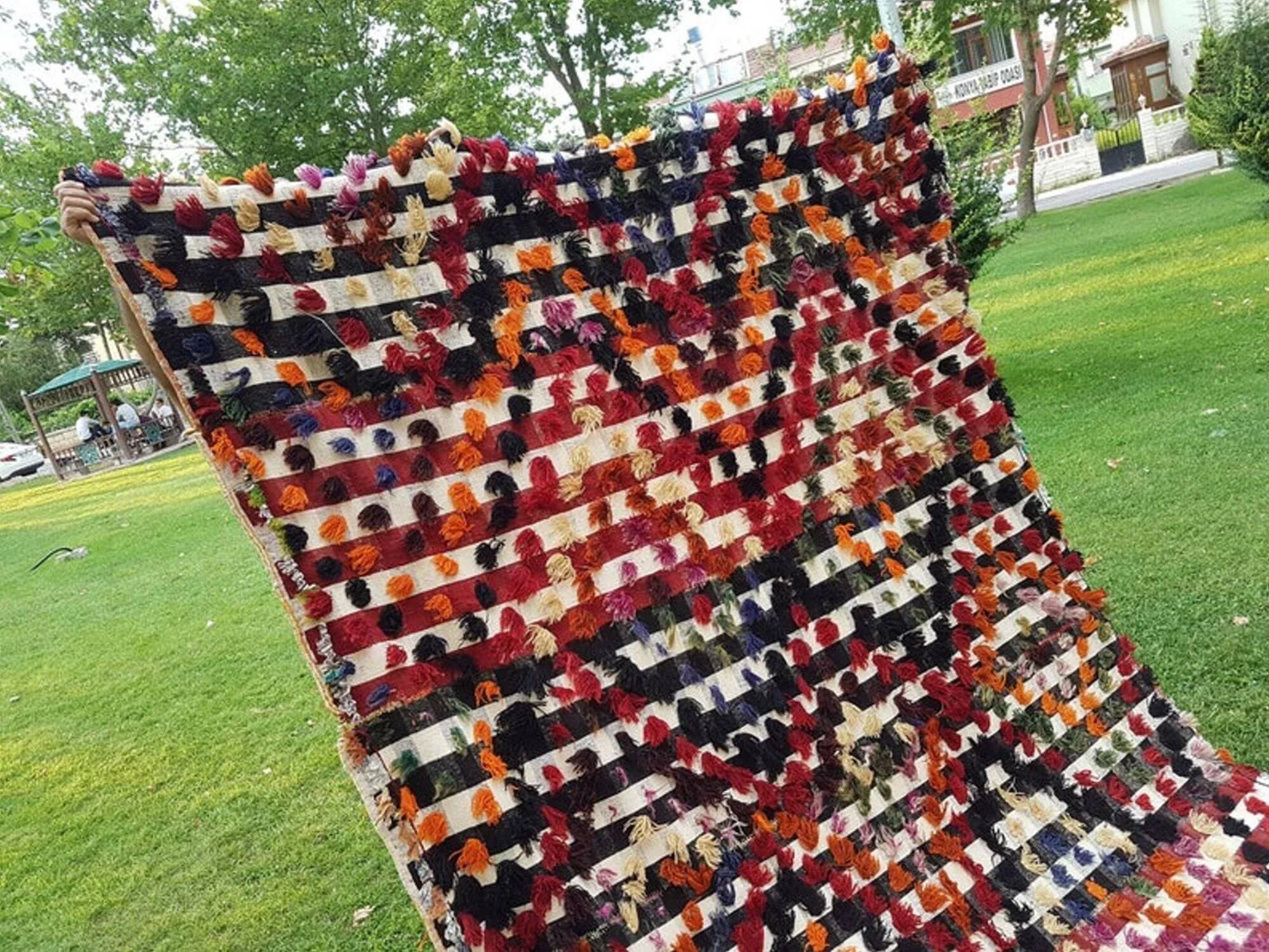 Vintage Turkish rug handmade 190x438 cm