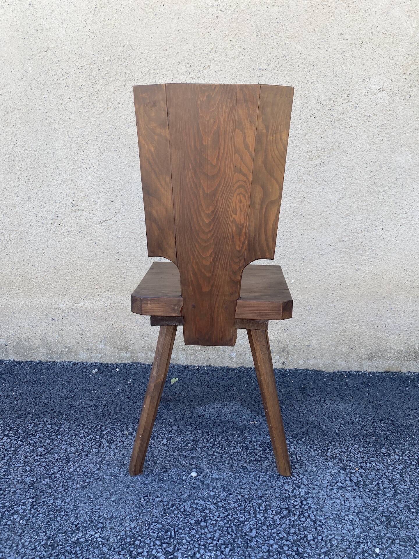 Pair of 1960s Brutalist Solid Oak Chalet Chairs