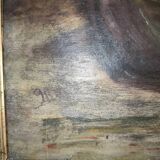 Oil on cardboard signed "Still life with bouquet of flowers" gilded wooden frame