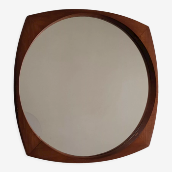 Miroir en teck, design de Rimbert Sandholdt Danemark 1960, dimensions 42,5 cm
